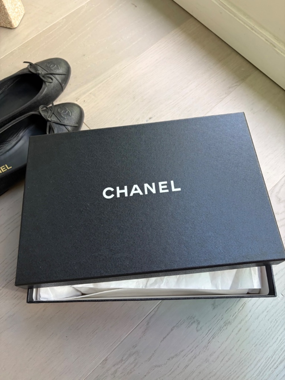 Chanel black ballet flats caviar leather 39 (US 8.5) - Picture 11 of 15